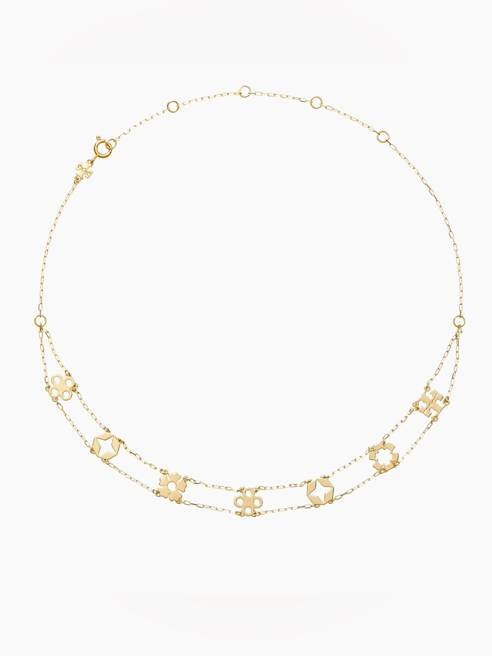 Tory Burch Double Strand Gold Flower & Star Station Necklace